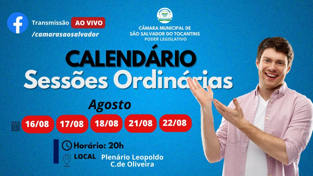 CALENDÁRIO DAS SESSÕES.
